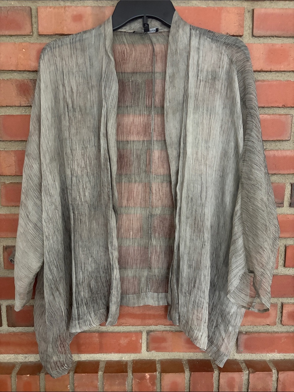 Eileen Fisher silk Blend Cardigan Womens small Gray Gauze Strata Open Front